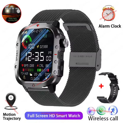 2026 New Military Smart Watch Men IP67 3ATM Outdoor Sports Fitness Tracker Blood Pressure Health Monitor BT Calls GPS Smartwatch
