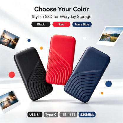 Portable External SSD 2TB 4TB High Speed USB 3.1 Mobile Solid State Drive Cross‑Device Data Storage For Notebook PC Mac