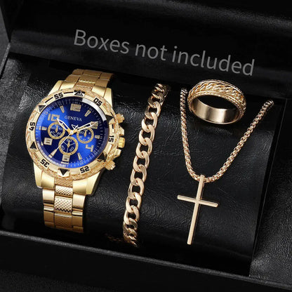 Surprise Mystery Watch Set Blind Box-4PCS/Set Fashion Men Business Watch Quartz Wristwatch Jewelry Set Reloj Hombre（Without Box）