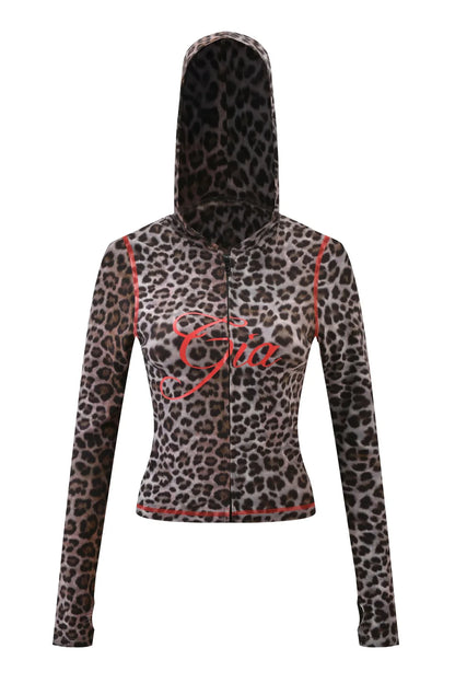 Gia Straight Shoulder Slim Letter Print Slim Hooded Zipper Short Jacket Sports Casual Pants Set