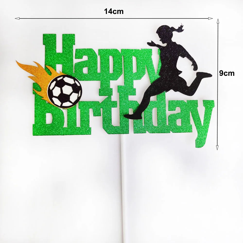Soccer Ball Cake Topper Decorations Cupcakes Toppers Happy Birthday Sign Decor Football Theme Boy Girl Birthday Party Supplies