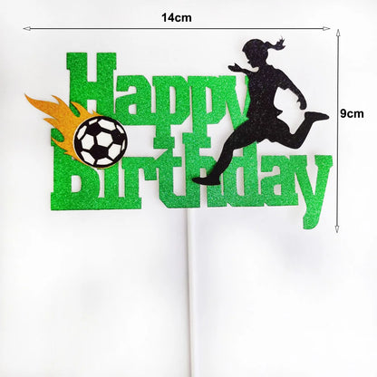 Soccer Ball Cake Topper Decorations Cupcakes Toppers Happy Birthday Sign Decor Football Theme Boy Girl Birthday Party Supplies