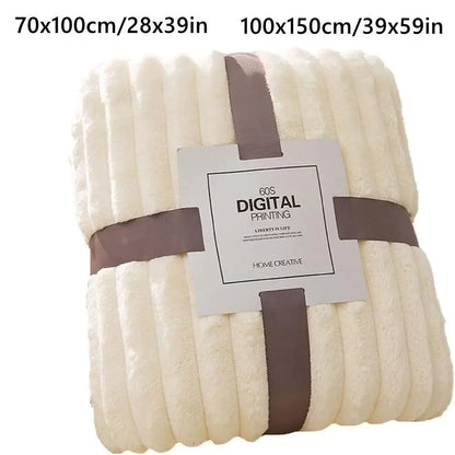 New Double Sided Warm Blanket Skin-Friendly Warm Conditioning Quilt Solid Color Breathable Striped Blankets
