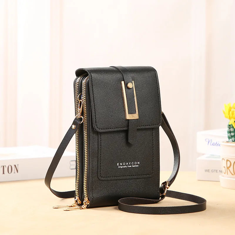 Women’s Mini Crossbody Handbag Purse, Touch Screen Phone BagS, Multi Card Zipper PU Leather Shoulder Bags for Daily Shopp Dating