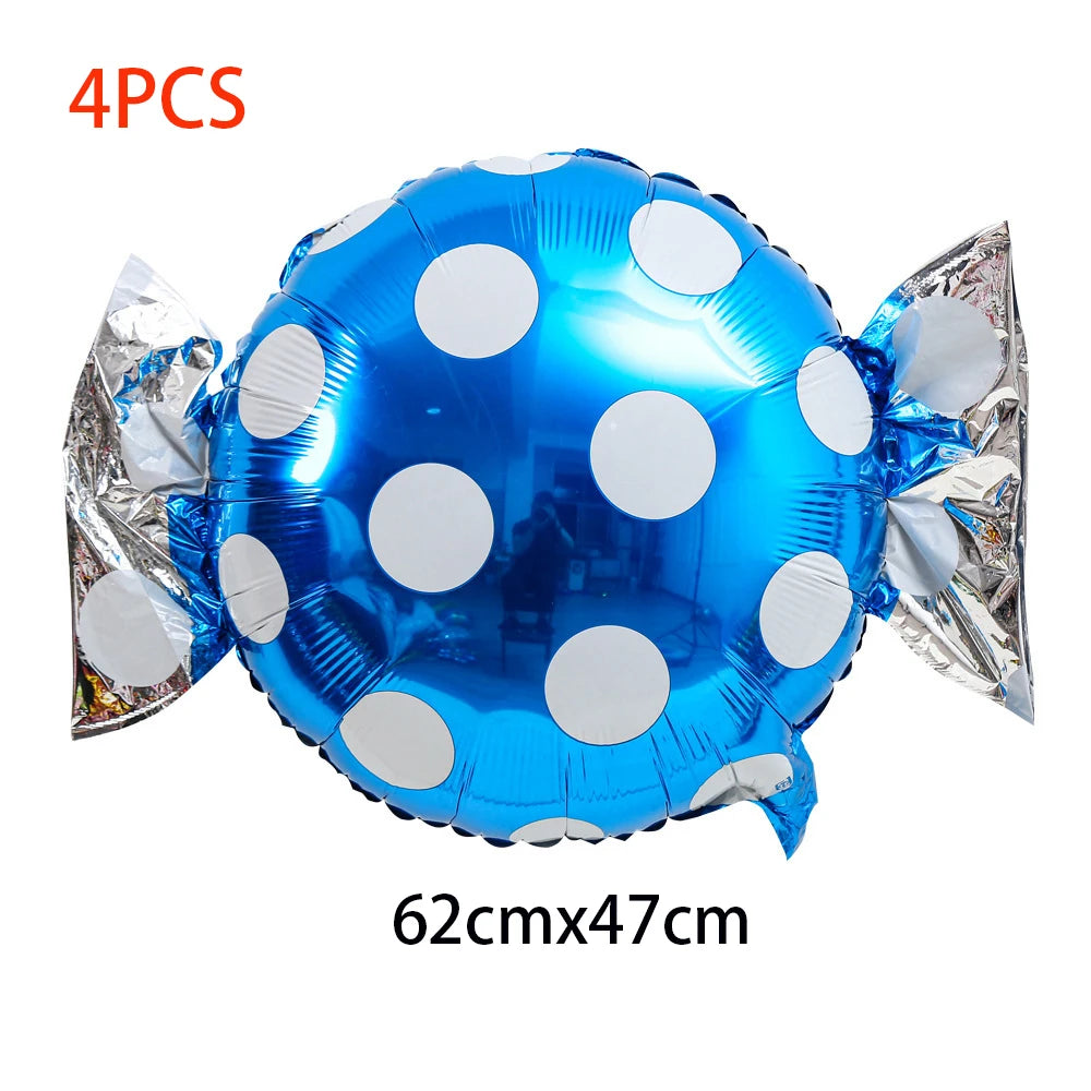 4Pcs Colorful Candy Foil Balloons Children's Birthday Party Decoration Striped Polka Dots Balloon Kids Baby Shower Christmas