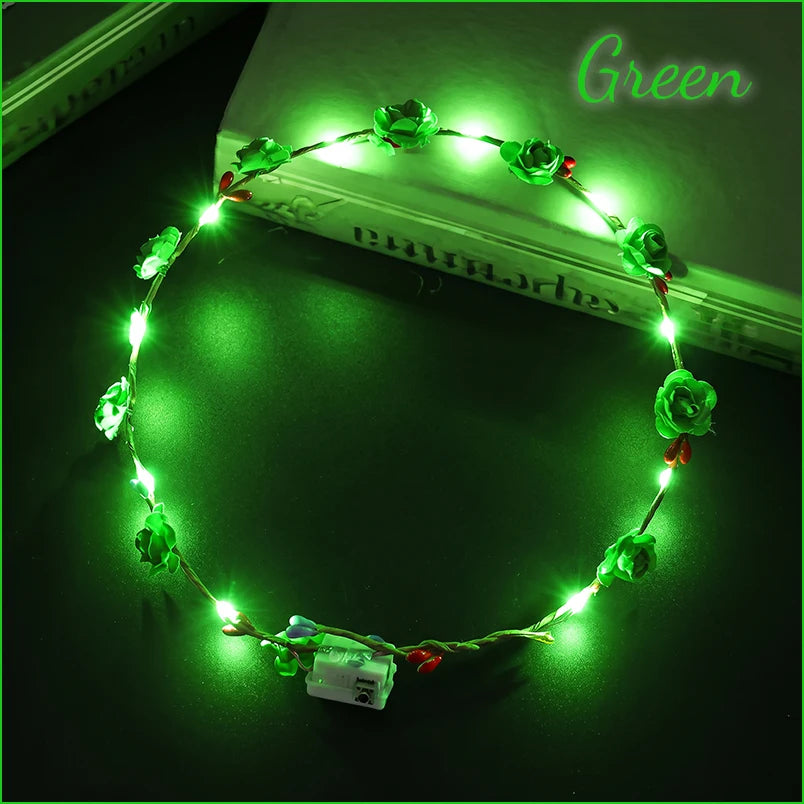 10-100Pcs LED Flower Headbands Glowing Garland Light Up Headbands Glow in the Dark Headband Wedding Beach Party Birthday Supplie