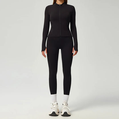Fitness Suit 2PCS Women Tracksuit Sports Zipper Long Sleeve Yoga Set Gym Clothes Flared Pants Sportswear Female Workout Clothes