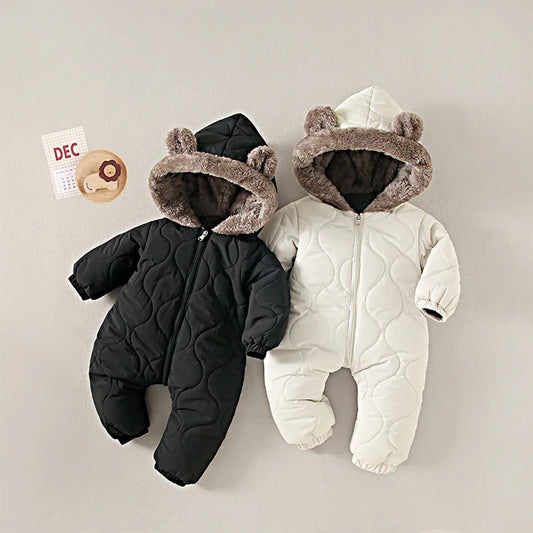 KLFLGD0-3 Years Old Winter Baby Outdoor Clothing Fur Lining Warm Toddler Girl Boy Jumpsuit Cartoon Plus Velvet Baby Jumpsuit