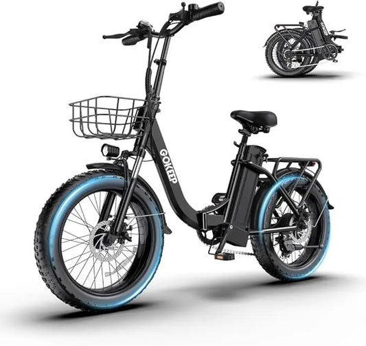 1300W Folding Electric Bike for Adults, 75 Miles PAS Range, 48V13Ah Removable Lithium Battery Front Suspension Electric Bicycle