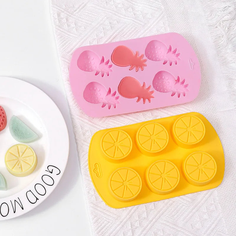 Silicone Ice Mold Fruit Shape Chocolate Candy Molds Set 6 Cavity Silicone Baking Mold Ice Cube Tray-Wedding,Parties DIY Crafts
