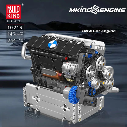MOULD KING 10213 Tech Car Engine Building Set 744PCS STEM Educational Model for Kids Adults DIY Mechanical Engineering Toy