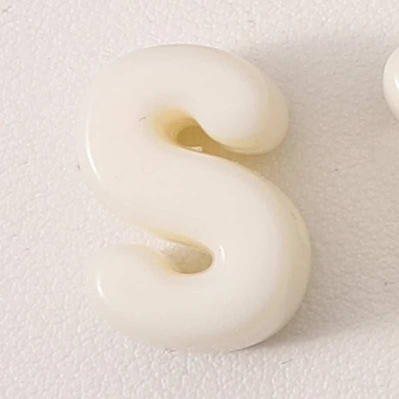 20pcs Beige Acrylic Large Hole Letter Loose Beads DIY Necklace