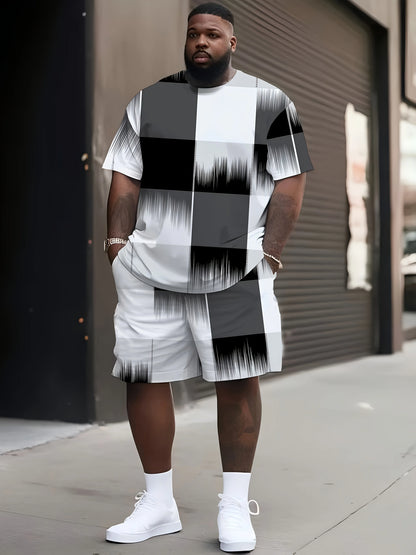 Summer Large Size Men's Clothing 3D Printed Short Sleeve Top Shorts 2-piece Set Outdoor Casual T-shirt Drawstring Shorts Sets