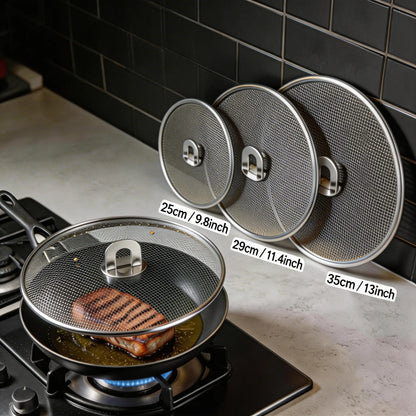 3pcs Splatter Guard Stainless Steel Grease Splatter Screen Oil Cap Pan Mesh for Kitchen Cooking Frying Guard Screen Splash Cover