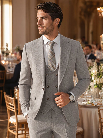 Turkish Style High Quality Men Suits 3 Piece Set Elegant Slim Fit Formal Office and Leisure Banquet Groomsman Set Groom's Suit