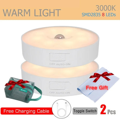 Motion Sensor Light Rechargeable Sensing In Dark Light Sensitivity USB LED Night Light Portable Wireless Magnetic Cabinet Lamp