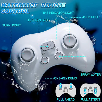 2.4GHz RC Shark Boat Toy for Kids Boys, Remote Control Shark with Water Spray LED Lights, Pool Lake Water Toy Gift Outdoor Play
