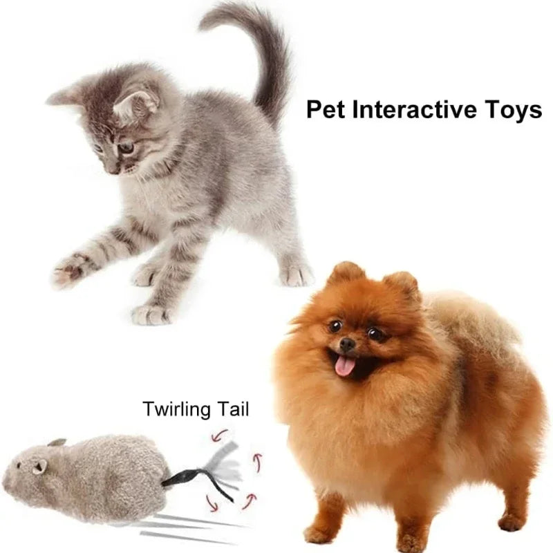 Automatic Swinging Tail Fan Toy for Pets - Battery-Free Interactive Chase Game for Cats & Dogs of All Sizes, Durable Plastic Construction with Safe Motion Activation (Gray/White/Brown)