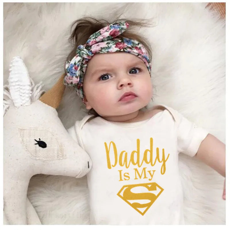 Baby Romper Newborn Baby Boys Girls Clothes Gold Daddy Is My Hero