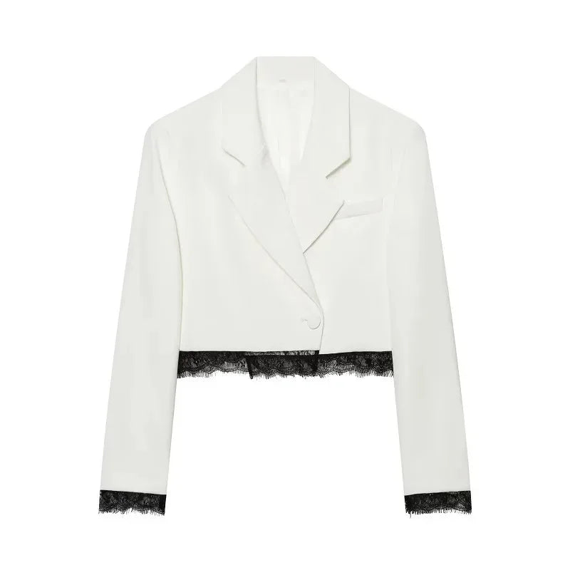 zoci Lace Short Blazers for Women's Suit Summer Blazer Set 2 Piece Woman Shoulder Pad Women's Tailoring Blazers Bermuda Shorts