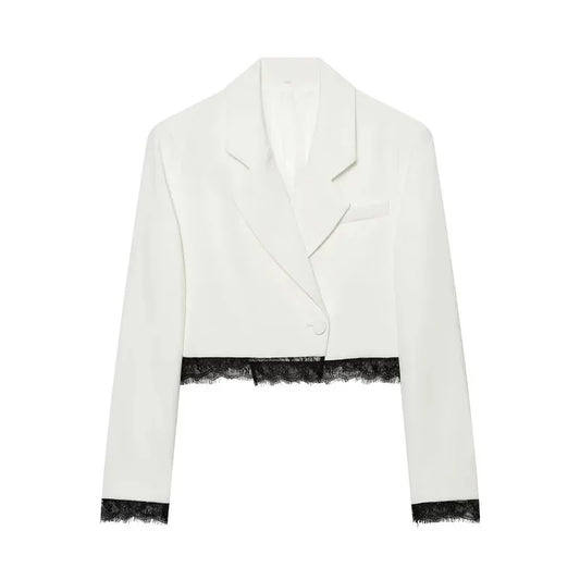 zoci Lace Short Blazers for Women's Suit Summer Blazer Set 2 Piece Woman Shoulder Pad Women's Tailoring Blazers Bermuda Shorts