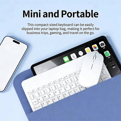 JP-Wireless Bluetooth keyboard ultra-thin and silent. Suitable for computers, tablets. Keyboard and mouse set for office use.