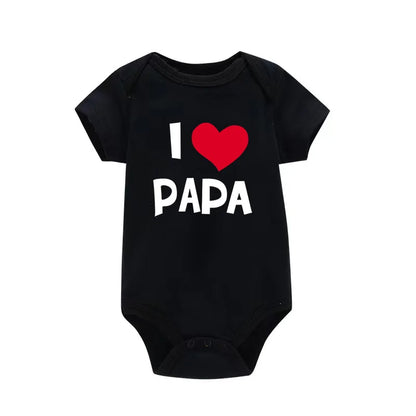 I Love Mama & Papa Funny Baby Romper T-shirt Crawling Clothes Triangle Onesies Newborn Baby Clothes Onesies for Babies