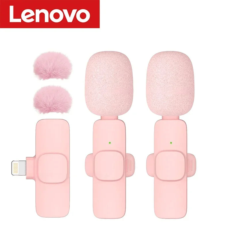 Lenovo 2026 Wireless Lavalier Microphone AI Noise Cancelling For iPhone Android Live Stream Gaming Vlog Plug & Play Receiver