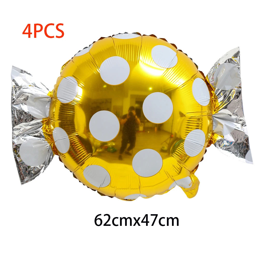 4Pcs Colorful Candy Foil Balloons Children's Birthday Party Decoration Striped Polka Dots Balloon Kids Baby Shower Christmas