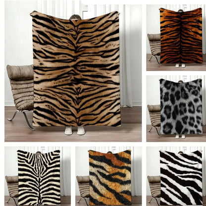 Fashion Animal Print Throw Lightweight 240g Flannel Blanket Soft Skin-friendly for Summer Cooling