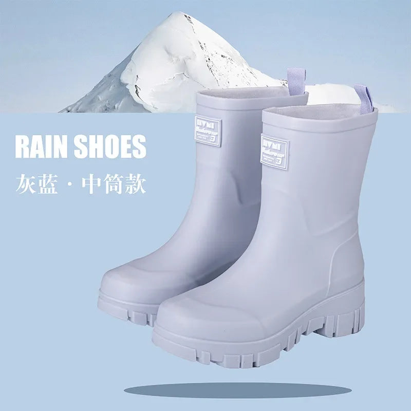 Fashionable Rain Boots for Women Thick Soles Versatile Korean Version Non-slip Wear-resistant, Casual Adult Outdoor Rubber Shoes