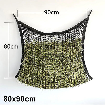 1Pc Durable Slow Feed Hay Net Large Capacity Hanging Horse Hay Bag 80x90cm Hay Feeder Bag for Horses Goat Sheep