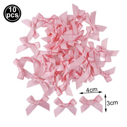 10pcs Bow Cupcake Toppers Birthday Bowknot Ribbons Coquette Pink Bow Cake Decors Bridal Baby Girls Wedding Party Supplies