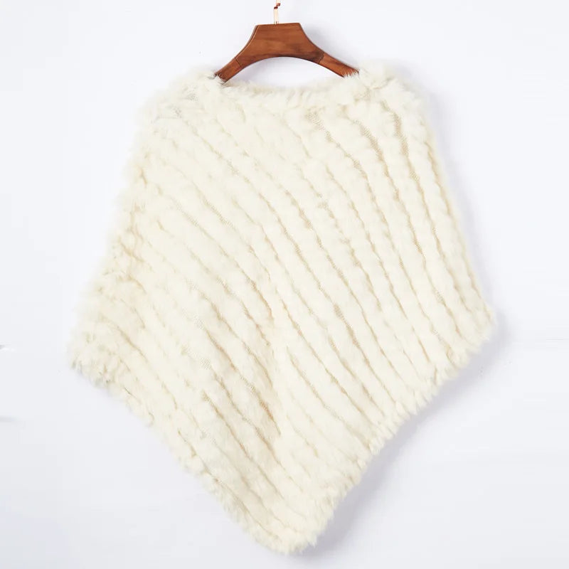 Women's Real Rabbit Fur Poncho Vest Natural Leather Winter Jacket Wrap Coat Shawl  Wedding Party Knitted Fur Vest Wholesale