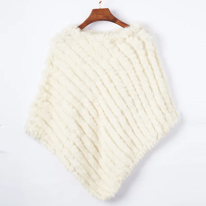 Women's Real Rabbit Fur Poncho Vest Natural Leather Winter Jacket Wrap Coat Shawl  Wedding Party Knitted Fur Vest Wholesale