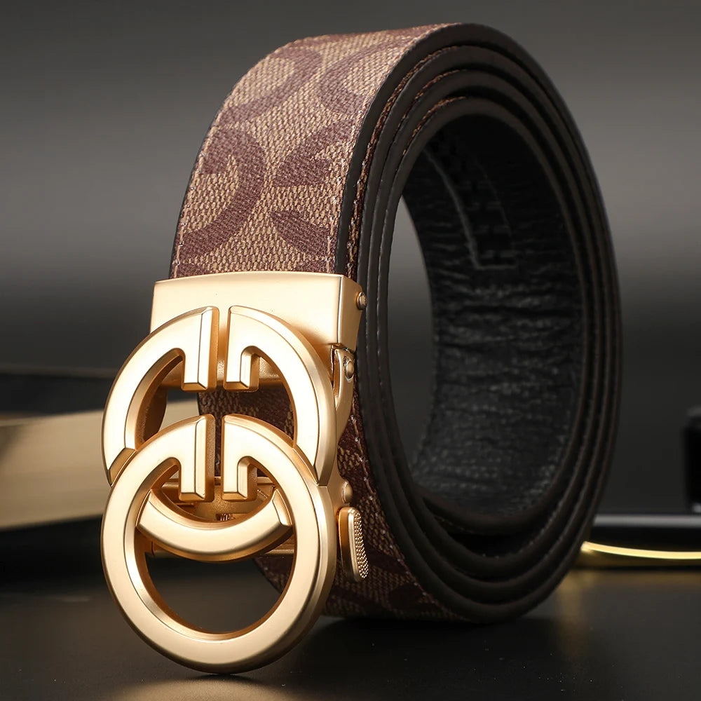 2024 New business Male Famous Style Metal Automatic Buckle Luxury Brand Women Belt Genuine Leather Belts for Men Strap jeans