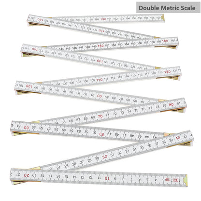 2M Metric & Imperial Scale Folding Wood Ruler Multifunctional Measuring Tools for Teaching / Drawing