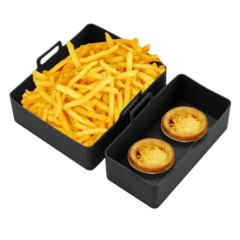 2Pcs For Ninja NA350 Reusable Air Fryer Tray Silicone Mold Air Fryer Liner Basket For Non-Stick Waffle Mold & Splash Guard Tool