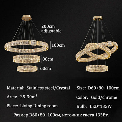 Luxury LED Crystal Ceiling Chandeliers Modern Gold/Chrome Metal Pendant Lights Home Restaurant Hotel Decor Lighting Fixtures