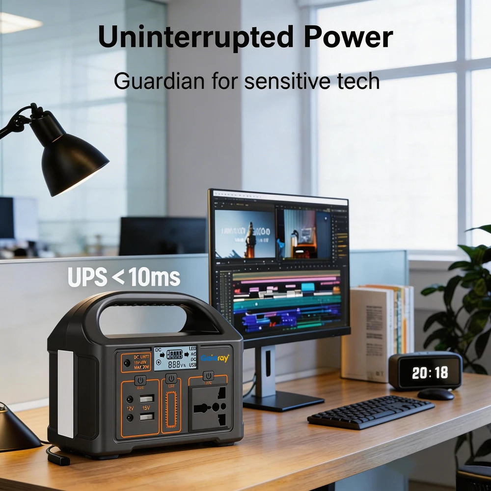 Gaiaray 100W 200W 300W 500W Portable Power Station Pure Sine Wave Solar Generator LiFePo4 Battery Power Plant For Camping Energy