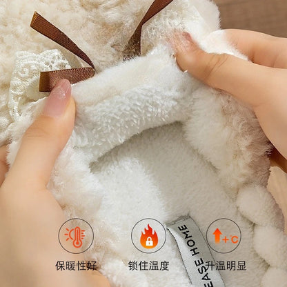 2026 New Women's Plush Slippers - Bow Detail Winter House Shoes, Ultra-Soft Non-Slip Indoor Slippers for Home&Maternity Comfort