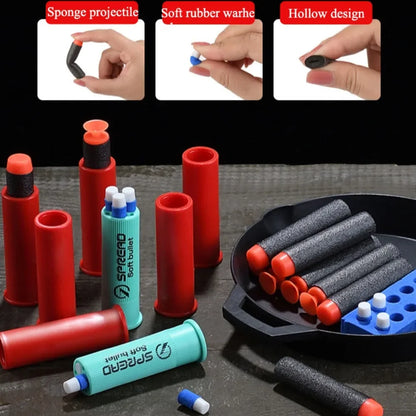 Double-barreled Toy Gun Realistic Soft Bullet Blasters Educational Shooting Toy Shotgun Gifts for Boys Christmas Birthday