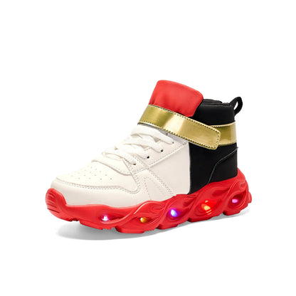 Shadow Shoes Sonic Shadow Shoes for Boys LED Light Up Sneakers Kids High Top Sport Shoes Red Black Casual Running Shoes
