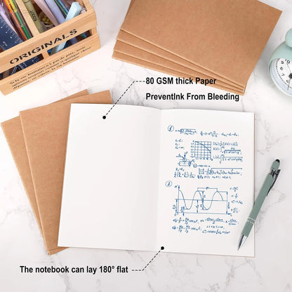 24 Pack Blank Kraft Notebooks A5 Journals Bulk 60 Pages Unlined Paper Sketchbooks for Travel Journaling Writing
