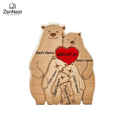 Bear Home Wooden Puzzle Personalized Custom Decor Heart Warmer