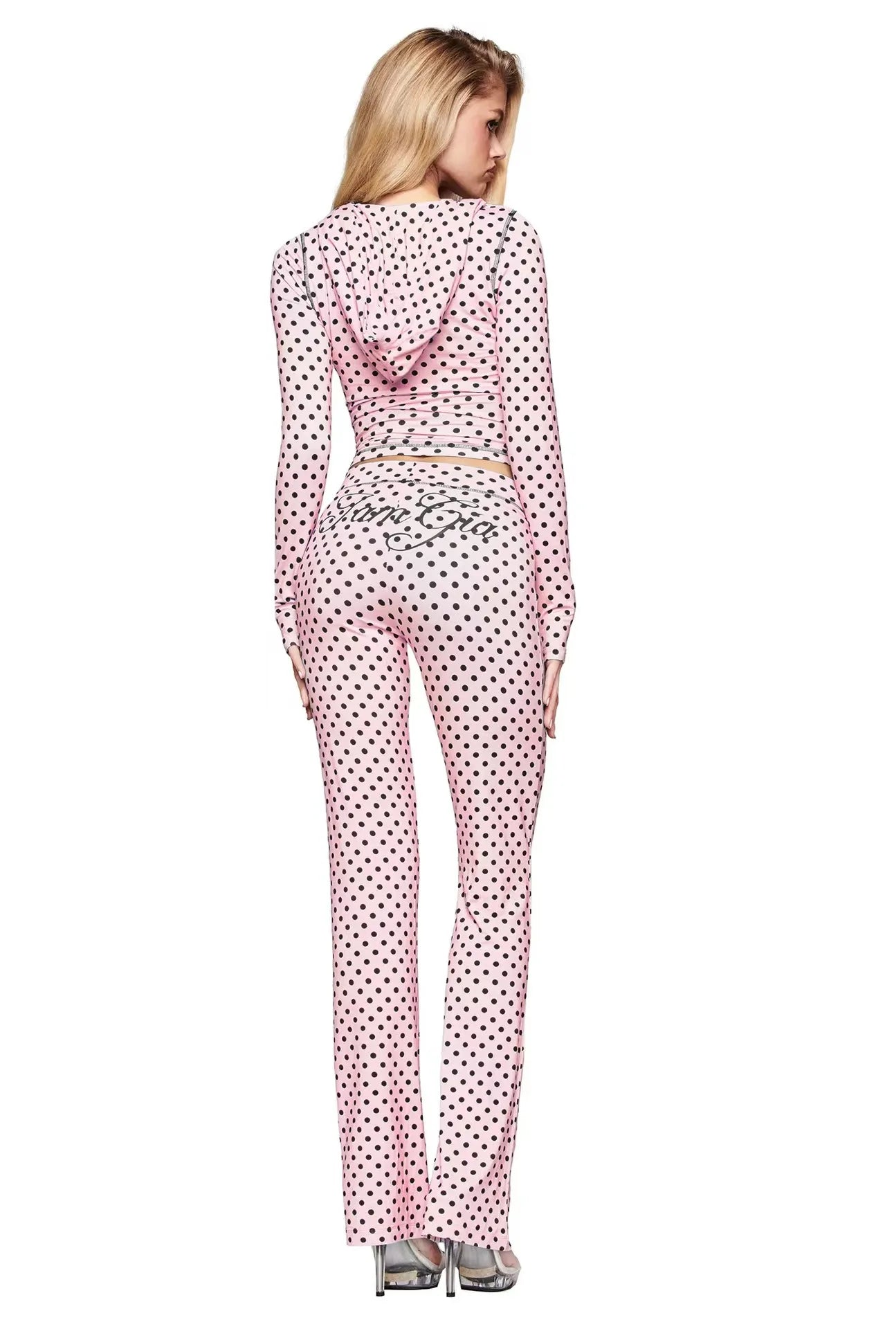 GIA Front Shoulder Slim Fit Jacket Pants Set with Letter Print Design Hooded Zipper Snake Pattern Short Fit Streetwear