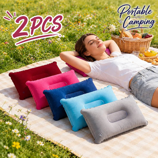 2Pcs Inflatable Travel Pillows or Pumps Portable Ultralight Camping Blow Up Air Pillow for Airplane Car Office Hiking Backpack