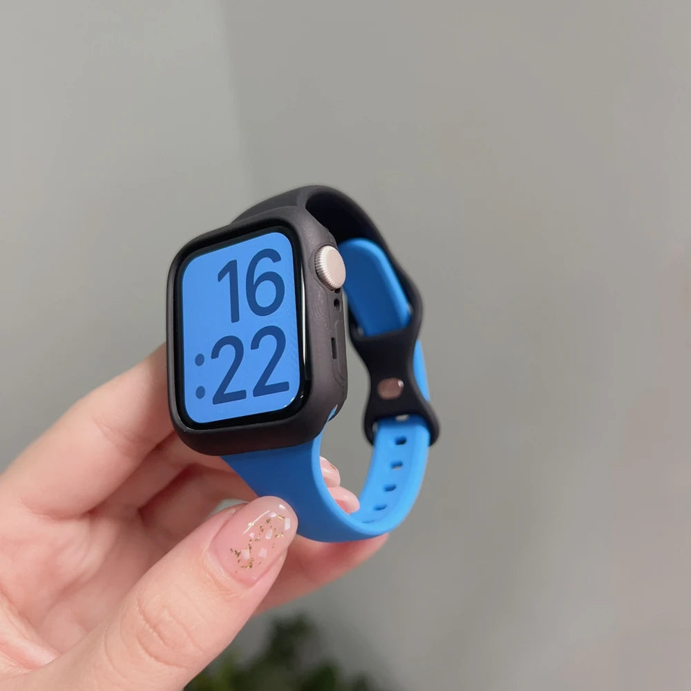 2Pack Silicone Band + Case Set for Apple Watch Correa S11 Women Sport 38mm 40mm 41mm 42mm 44mm 45mm 49mm for iWatch Series Strap