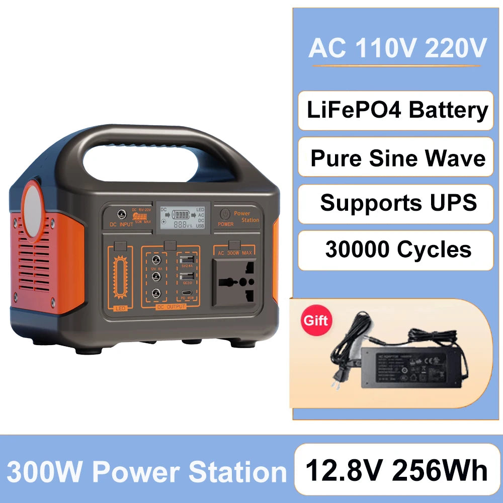Gaiaray 100W 200W 300W 500W Portable Power Station Pure Sine Wave Solar Generator LiFePo4 Battery Power Plant For Camping Energy