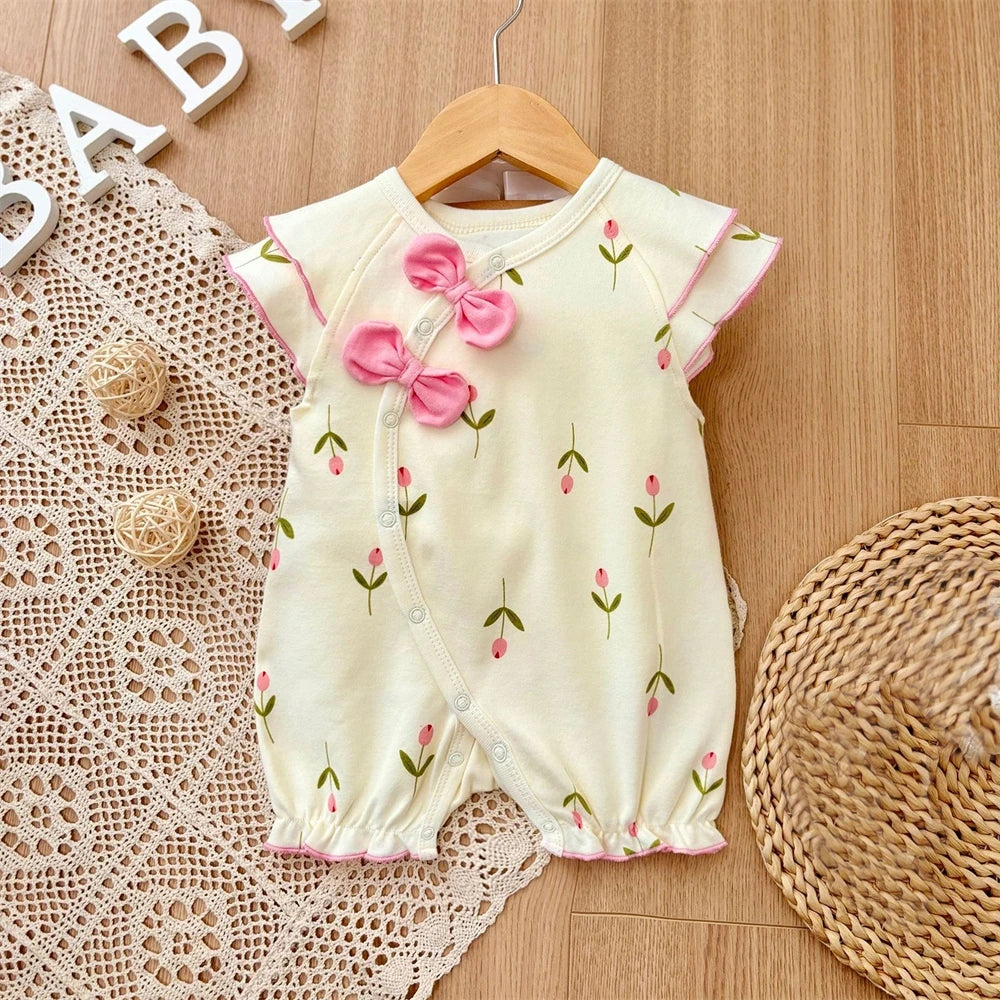 2025 baby girl rompers summer short sleeve clothing cotton Girls Onesies toddlers clothes infant newborn overalls kids homewear